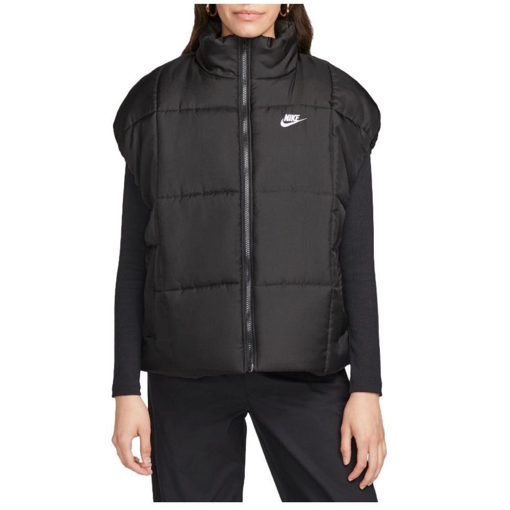 NWT Nike Sportswear Classic Puffer Therma-Fit Loose Fit Vest Black Women Size M